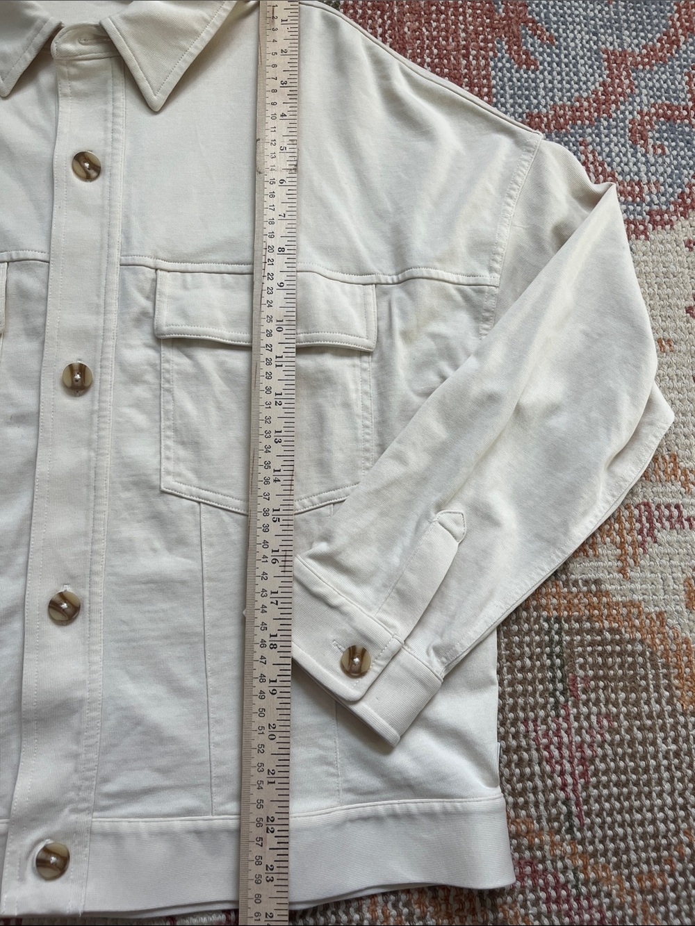 Vuori Mackenzie Jacket Cream Natural Heavyweight Cotton Knit Shacket Size M - Picture 2 of 13